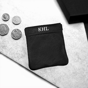 Handmade Personalised Leather Coin Purse or Coin Pouch Gift for Him Gifts For Dad Travel Gift Anniversary Gift Xmas Gift image 1