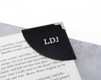 Handmade Metallic Edge Personalised Leather Curved Corner Bookmark - Gifts For Him - Gifts For Her - Anniversary Gift - Custom Leather