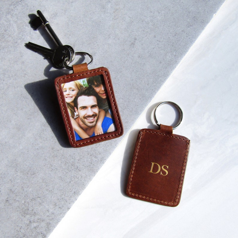 Handmade Personalised Leather Photo Keyring Gifts for Him Etsy