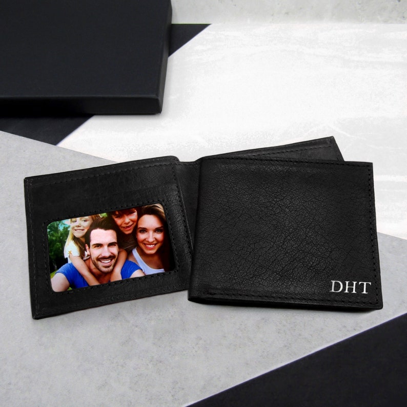 Handmade Personalised Men's RFID Leather Photo Billfold Wallet Gifts For Him Personalized Leather Father's Day Leather Wallet image 1