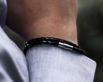 Men's Single or Double Stranded Leather Bracelet - Anniversary Gift - Men's Bracelet - Men Jewelry - Gifts For Him - Mens Jewellery