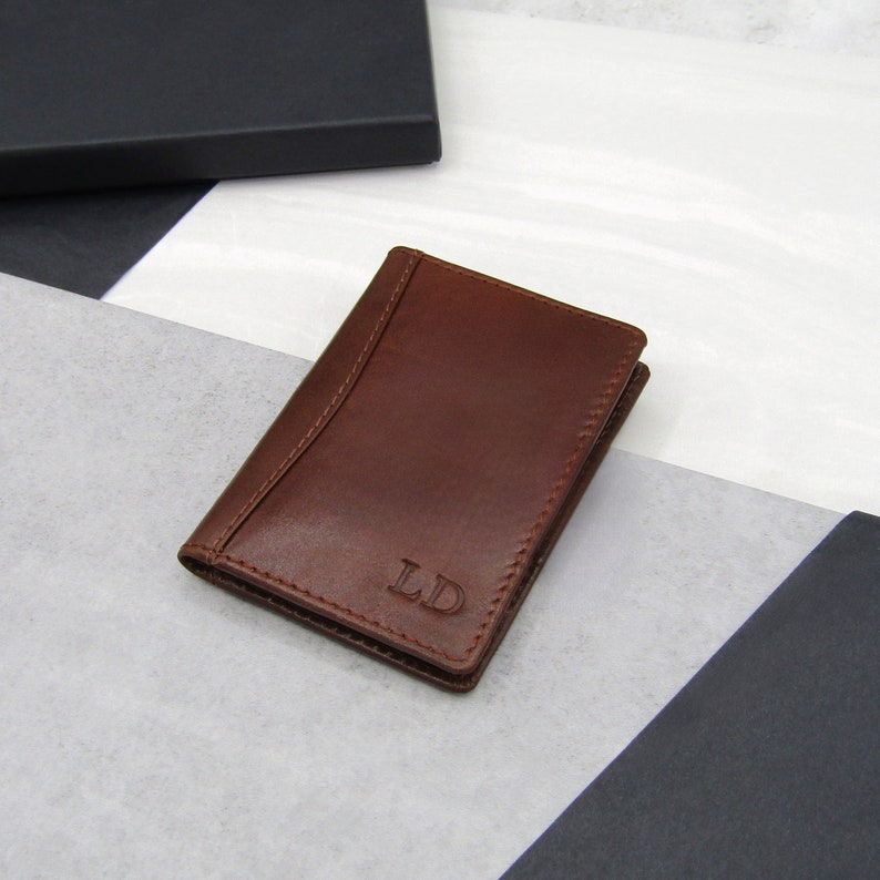 Personalised RFID Leather Travel Card Holder Custom Leather Anniversary Gift Personalized Leather Gifts For Him Brown