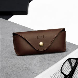Handmade Personalised Leather Arched Hard Glasses Case - Travel Gift - Custom Case - Gift For Him - Custom Case - Anniversary Gift