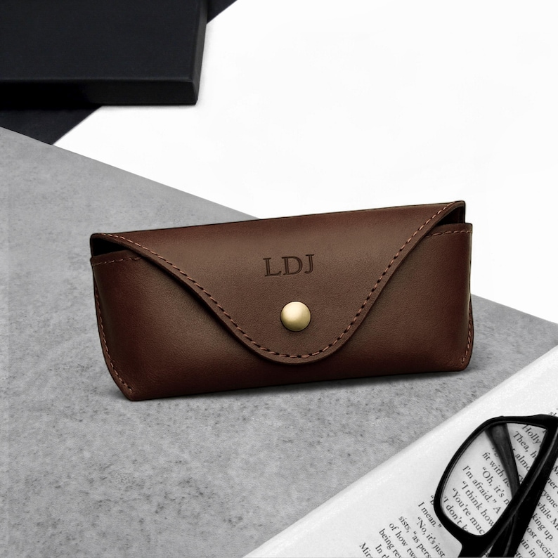 Handmade Personalised Leather Arched Hard Glasses Case - Travel Gift - Custom Case - Gift For Him - Custom Case - Anniversary Gift
