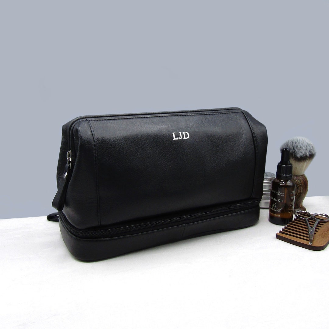 Personalised Men's Leather Wash Bag Toiletry Bag Gift for Dad Dad Gift ...