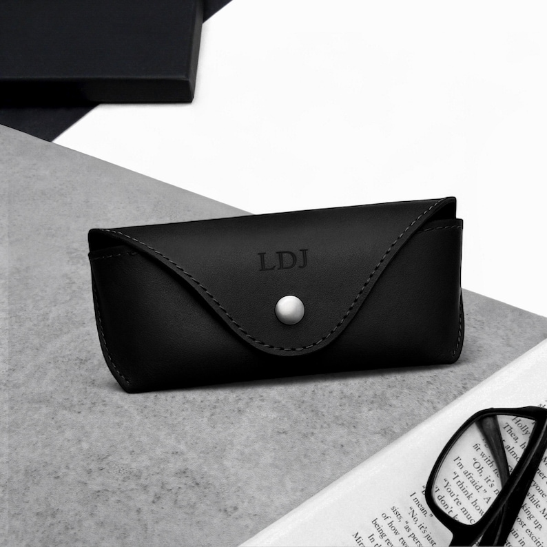 Handmade Personalised Leather Arched Hard Glasses Case - Travel Gift - Custom Case - Gift For Him - Custom Case - Anniversary Gift