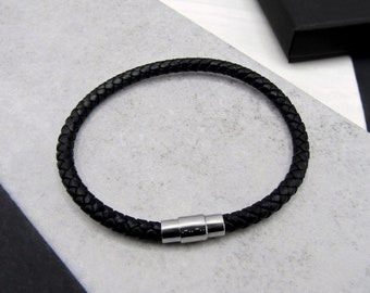 Men's Personalised Morse Code Woven Leather Bracelet - Anniversary Gift - Personalised Bracelet - Men Jewelry - Mens Gift - Gifts For Him