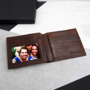 Handmade Personalised Men's RFID Leather Photo Billfold Wallet Gifts For Him Personalized Leather Father's Day Leather Wallet image 5