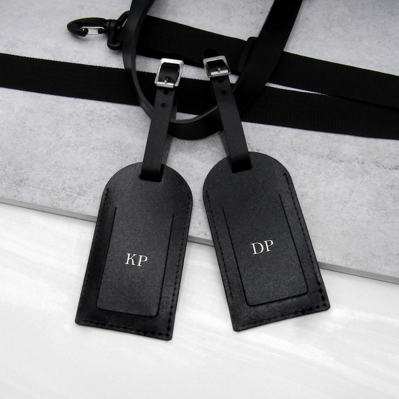 Couples Handmade Personalised Leather Luggage Tag Set Wedding Gift Anniversary Gift Gifts For Him Gifts For Her Couple Gifts image 1