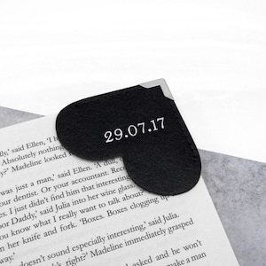 Handmade Personalised Special Date Leather Heart Corner Bookmark - Gifts For Him - Gifts For Her - Anniversary Gift- Custom Leather