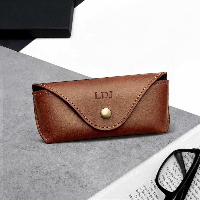 Handmade Personalised Leather Arched Hard Glasses Case - Travel Gift - Custom Case - Gift For Him - Custom Case - Anniversary Gift