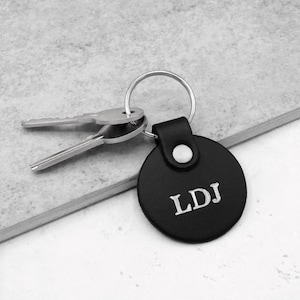 Handmade Personalised Round Leather Keyring - Gifts For Him - Gifts For Her - New Home Gift - Personalized Leather - Anniversary Gift