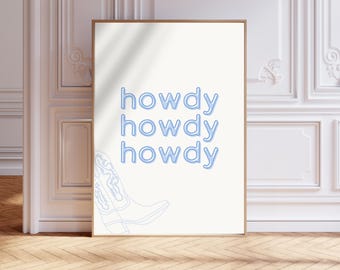 Howdy Blue Cowgirl Wall Art | Digital Print by In Bloom Company