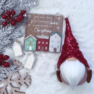 Sparkly Christmas Gnome: Handmade Scandinavian Shelf Sitter