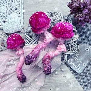 Velvet Mushroom Ornament: Fall Autumnal Decoration, Toadstool Fungi