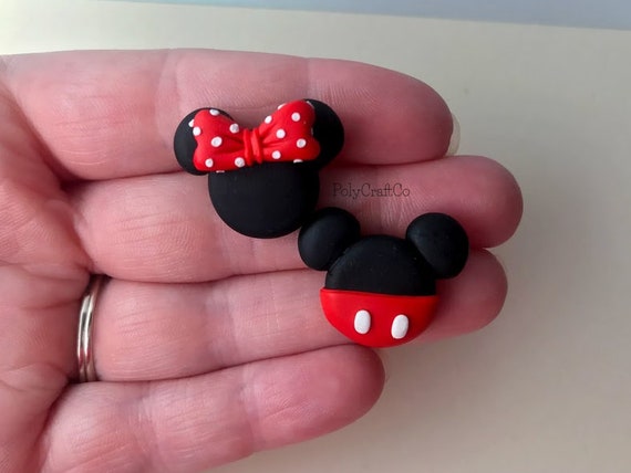 Minnie And Mickey Mouse Polymer Clay Earrings