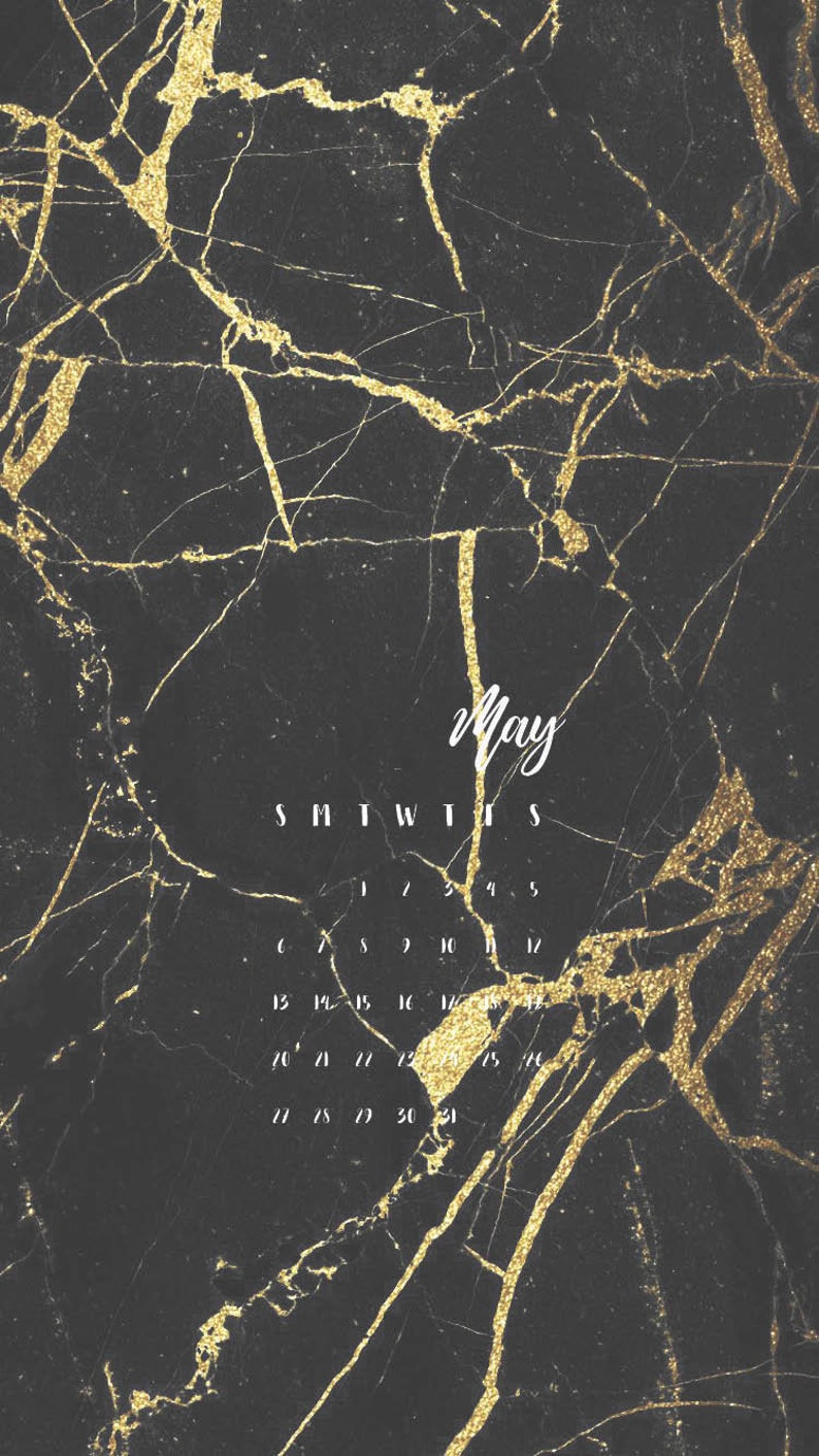 Iphone Wallpaper Black And Gold Marble Calendar