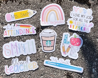 Personalized Teacher Sticker Pack: Custom Grade Stickers, Laptop Decals
