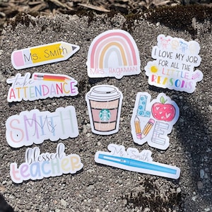 Personalized Teacher Sticker Pack: Custom Grade Stickers, Laptop Decals image 1