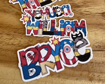 Stickers personnalisés super-héros : cadeau enfant personnalisé