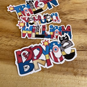 Personalized Superhero Name Stickers: Custom Kid Gift