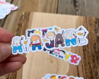 Personalized Character Name Sticker: Custom Kids Theme