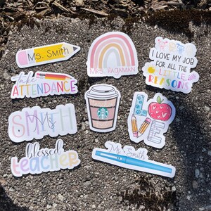 Personalized Teacher Sticker Pack: Custom Grade Stickers, Laptop Decals image 4