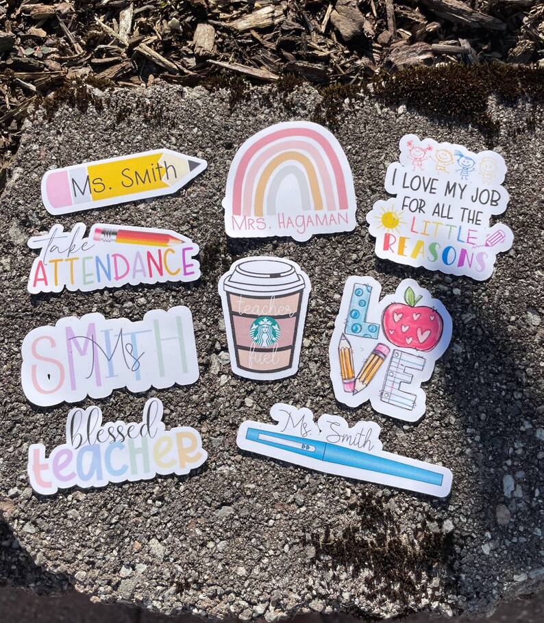 Personalized Teacher Sticker Pack: Custom Grade Stickers, Laptop Decals image 4