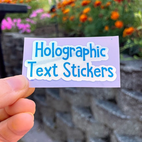 Holographic Text Stickers, Custom Sticker, Glitter Sticker, Holographic Sticker, Colorful Laptop Stickers,