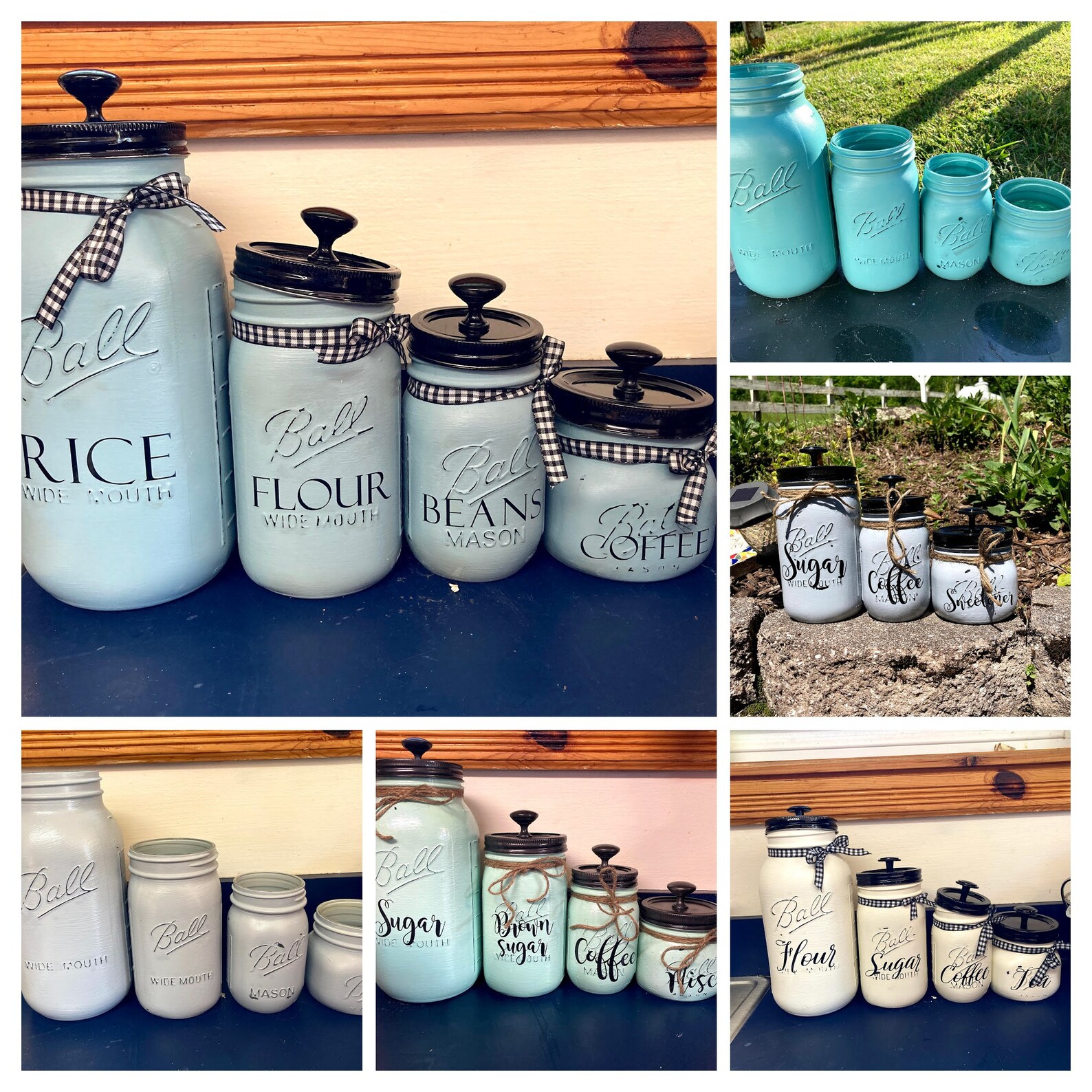 Mason jar Canister Set Mason Jar Farmhouse Decor Farmhouse Etsy