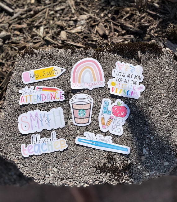 Personalized Teacher Sticker Pack: Custom Grade Stickers, Laptop Decals