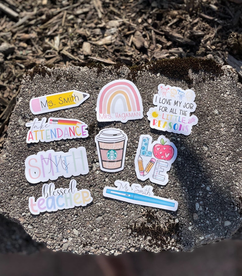 Personalized Teacher Sticker Pack: Custom Grade Stickers, Laptop Decals image 1