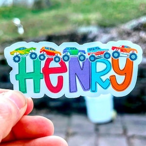 Personalized Monster Truck Name Sticker: Custom Boy/Girl Gift