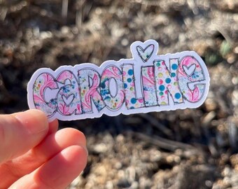 Custom Waterproof Name Sticker: Rainbow Decal for Laptop, Water Bottle