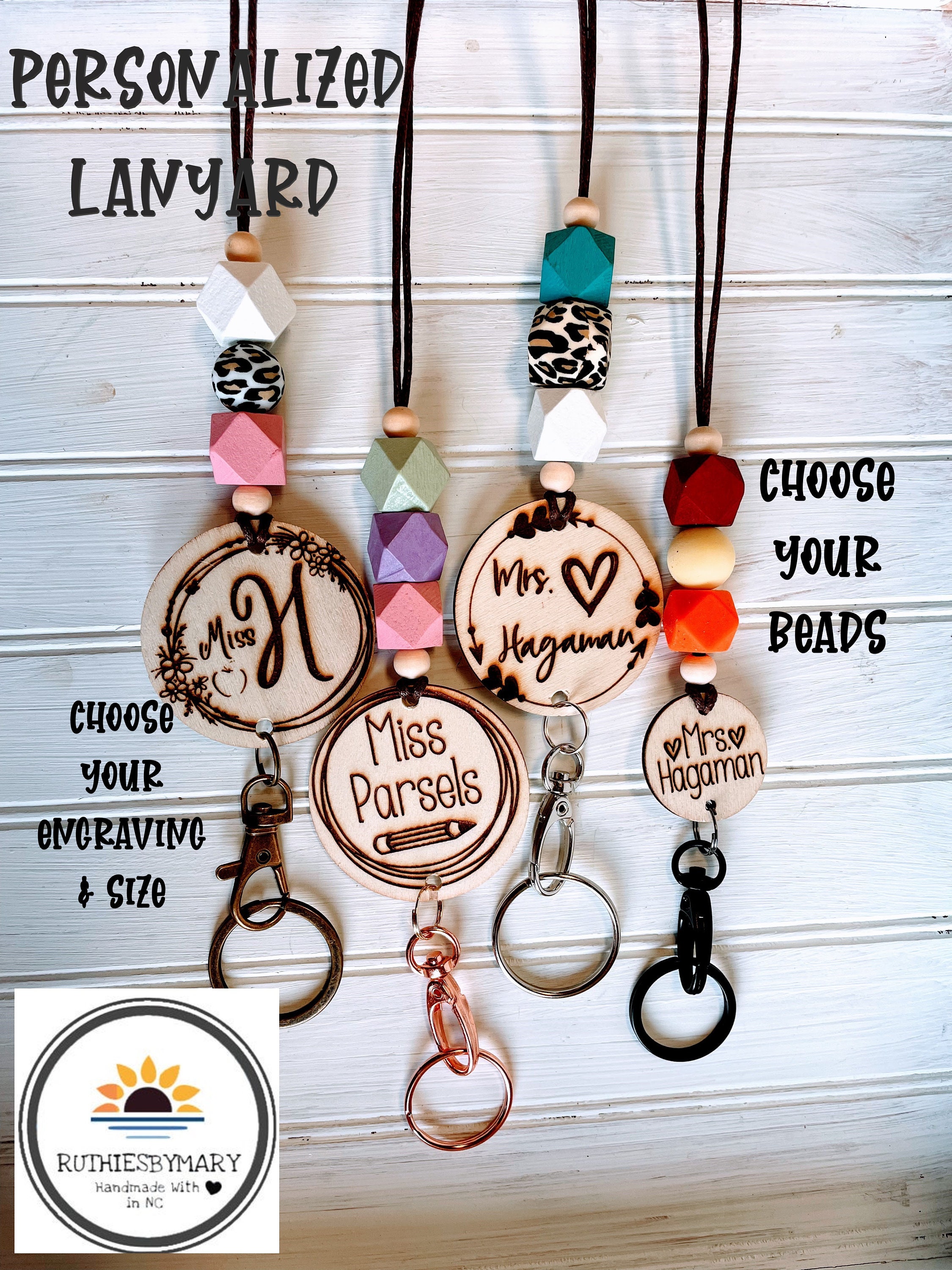 ID Lanyard - Customizable Teacher Lanyard with Hexagon beads - Beaded…