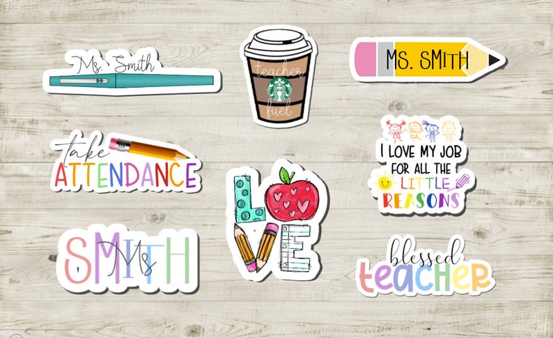 Personalized Teacher Sticker Pack: Custom Grade Stickers, Laptop Decals image 3