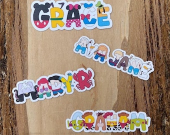 Personalized Character Name Sticker: Custom Kids Theme Stickers, Choose your characters, custom stickers, Back to school, labels for kids