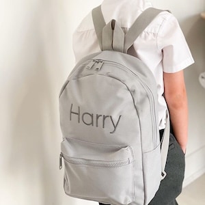 Sac à dos personnalisé pour enfants, sac à dos brodé pour enfants, rentrée scolaire et maternelle, gris, rose, bleu, noir, bleu marine, kaki, vert ou lilas