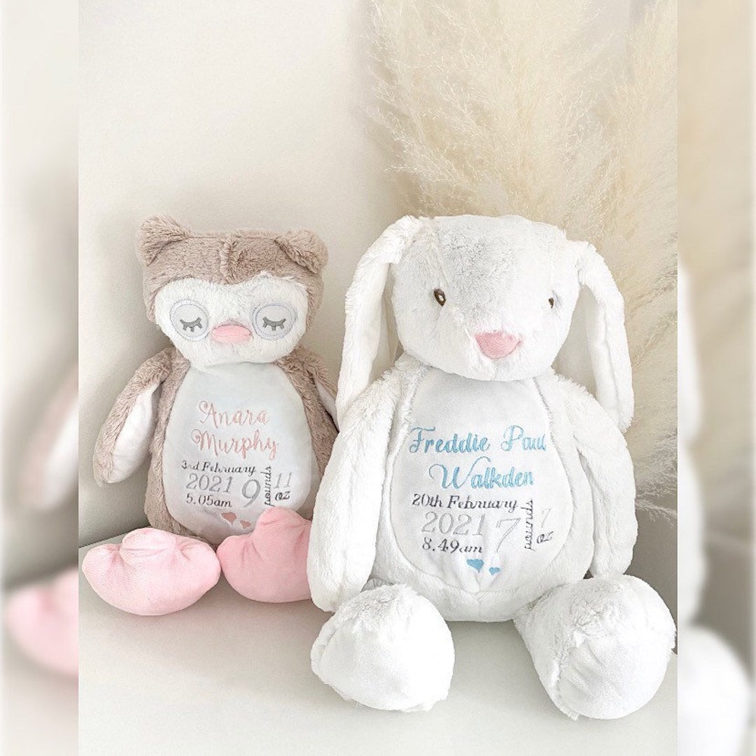 Personalised Embroidered Teddy Bear, Baby Birth Announcment Design ...
