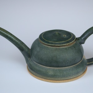 Handmade Ceramic Dark Blue-Green Satin Sandblasted High-Temperature Stoneware Teapot with Lid