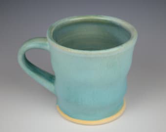 Handmade Ceramic Teal and Blue Glaze on White Stoneware Mug/Cup with Handle