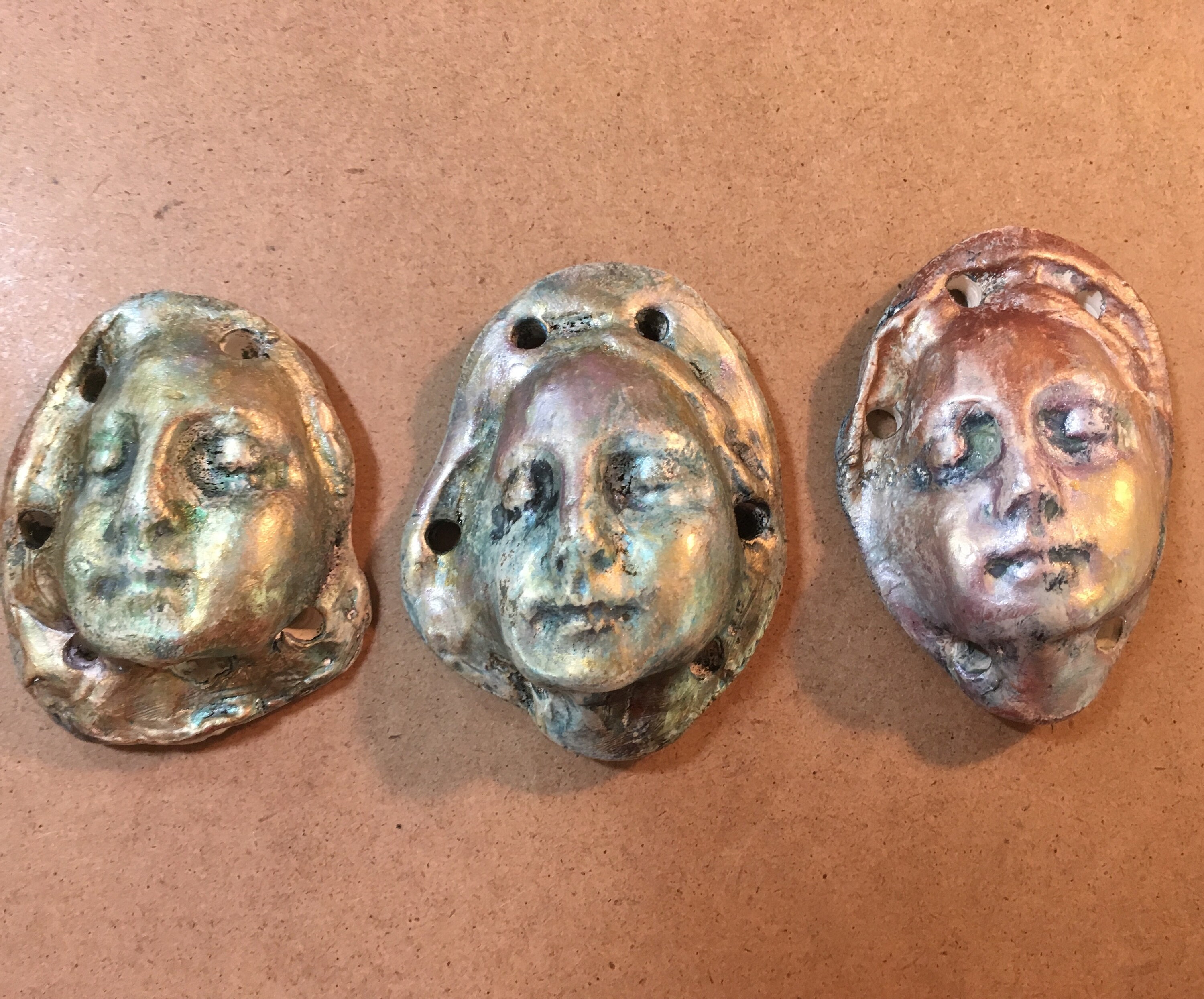 Lovelies set of 3 clay art faces Etsy