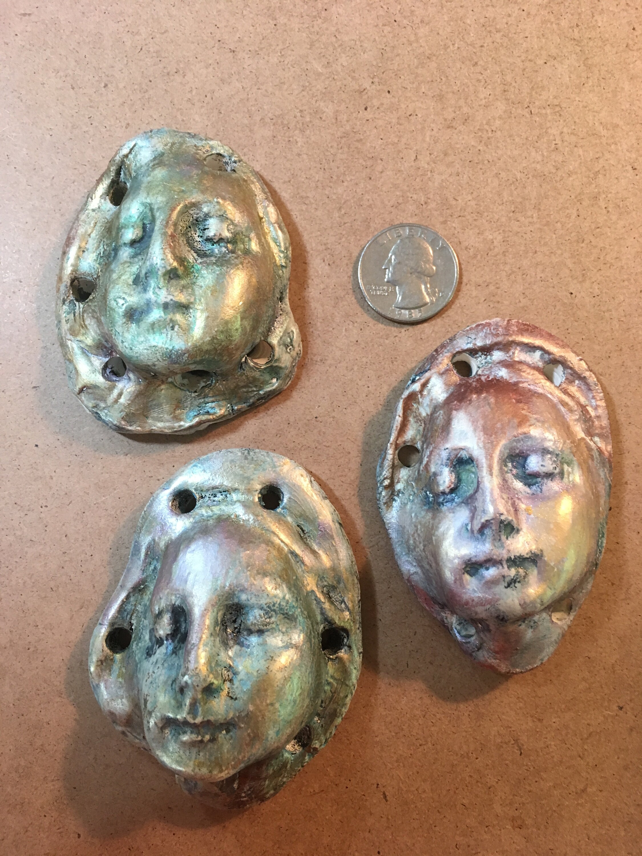 Lovelies set of 3 clay art faces Etsy