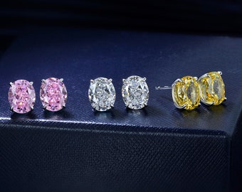 Canary Yellow, Pink Sapphire Lab Simulated Diamond Luxury Earring, 18kGP ART DECO S925 Victorian Design Flower Cut Stud Vintage Earring