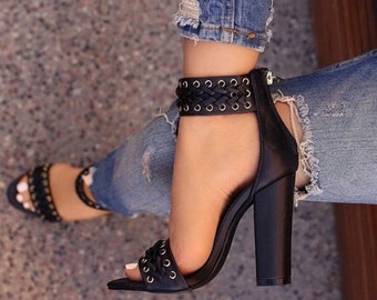 High heel Ankle Lace Strap Sandals for Women