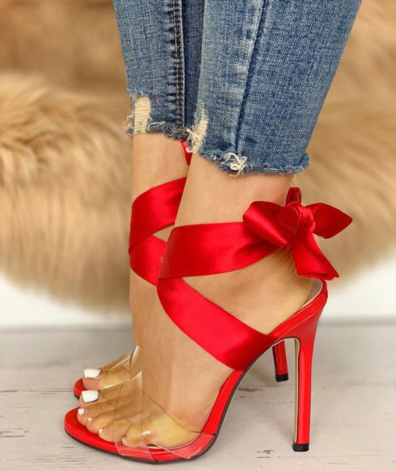 Women Lace up Ankle Bow Strap High Heels Sandals - Etsy