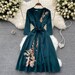 French Long-sleeve V-Neck Embroidery Lace Dress 