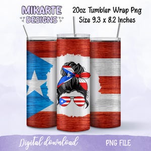 Girl Boricua 20oz Skinny Tumbler wrap, Latin design, Sublimation Design, Digital file PNG, Puerto Rico Tumbler, Instant Download