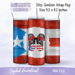 Girl Boricua 20oz Skinny Tumbler wrap, Latin design, Sublimation Design, Digital file PNG, Puerto Rico Tumbler, Instant Download