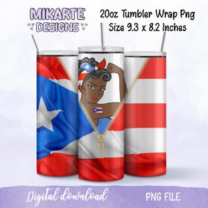 Girl Boricua 20oz Skinny Tumbler wrap, Latin design, Sublimation Design, Digital file PNG, Puerto Rico Tumbler, Instant Download